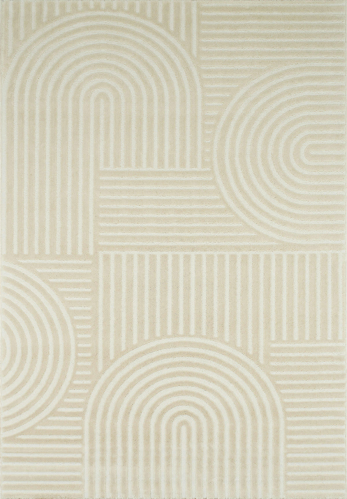 BIANCA - Tapis motif arc relief crème - 120x160