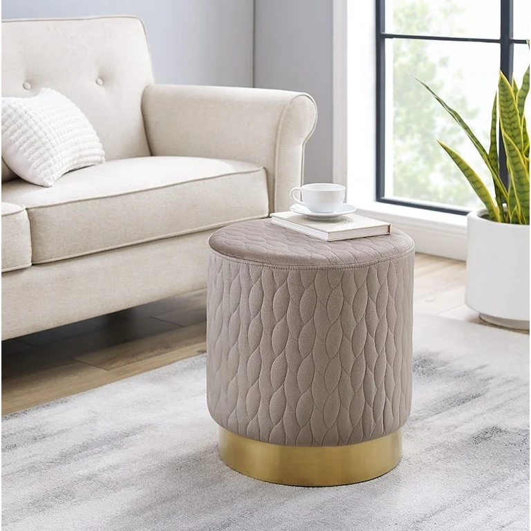 Coda Upholstered Round Stool Ottoman