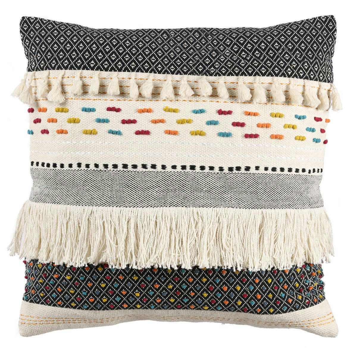 FRINGE - Coussin à franges tricoté à la main 30 x 50 cm