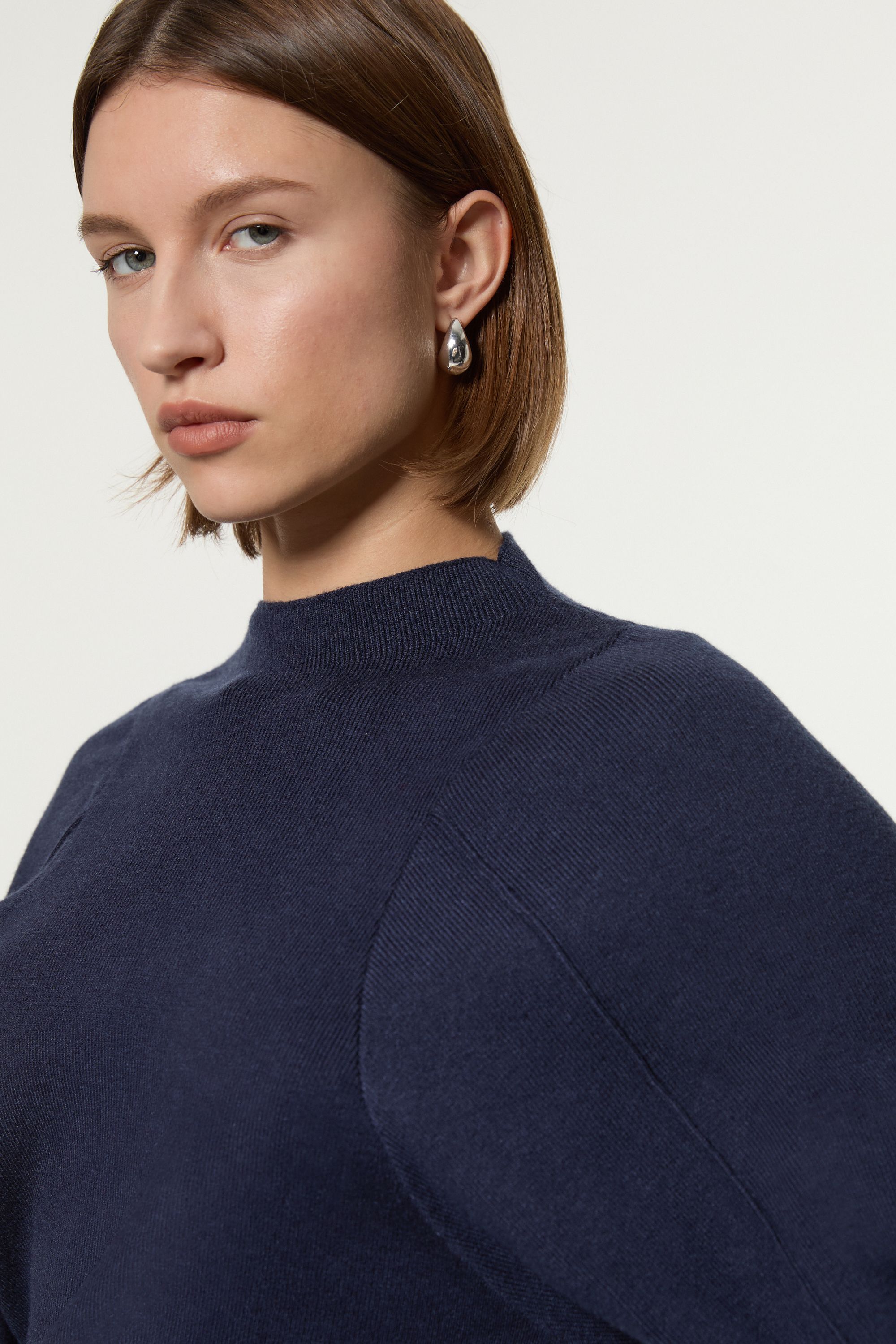 KarenMillen Wool Look Rounded Sleeve Knit Midi Dress
