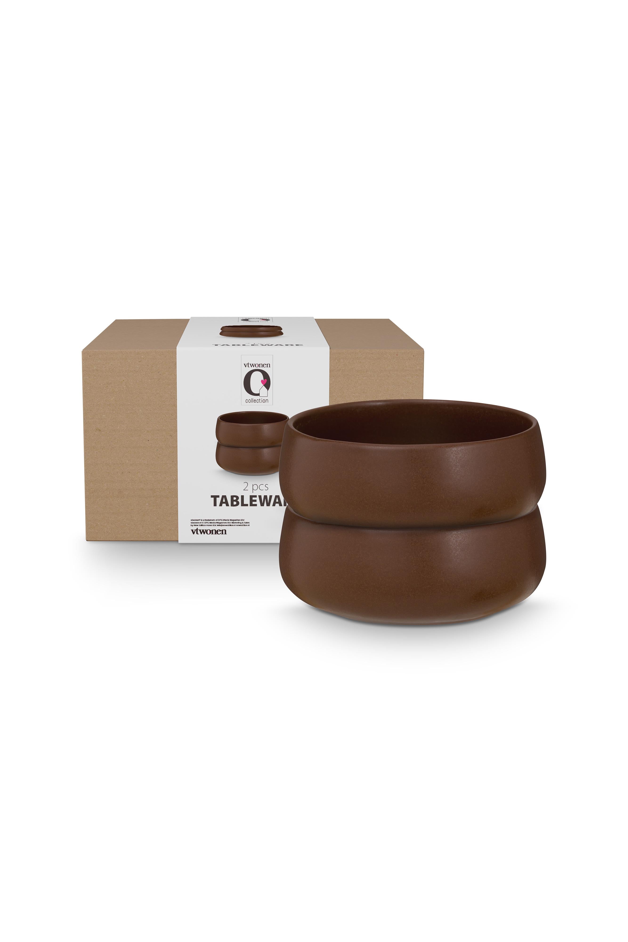 vtwonen - Kommen - Bruin - Keramiek - 16cm - Set van 2