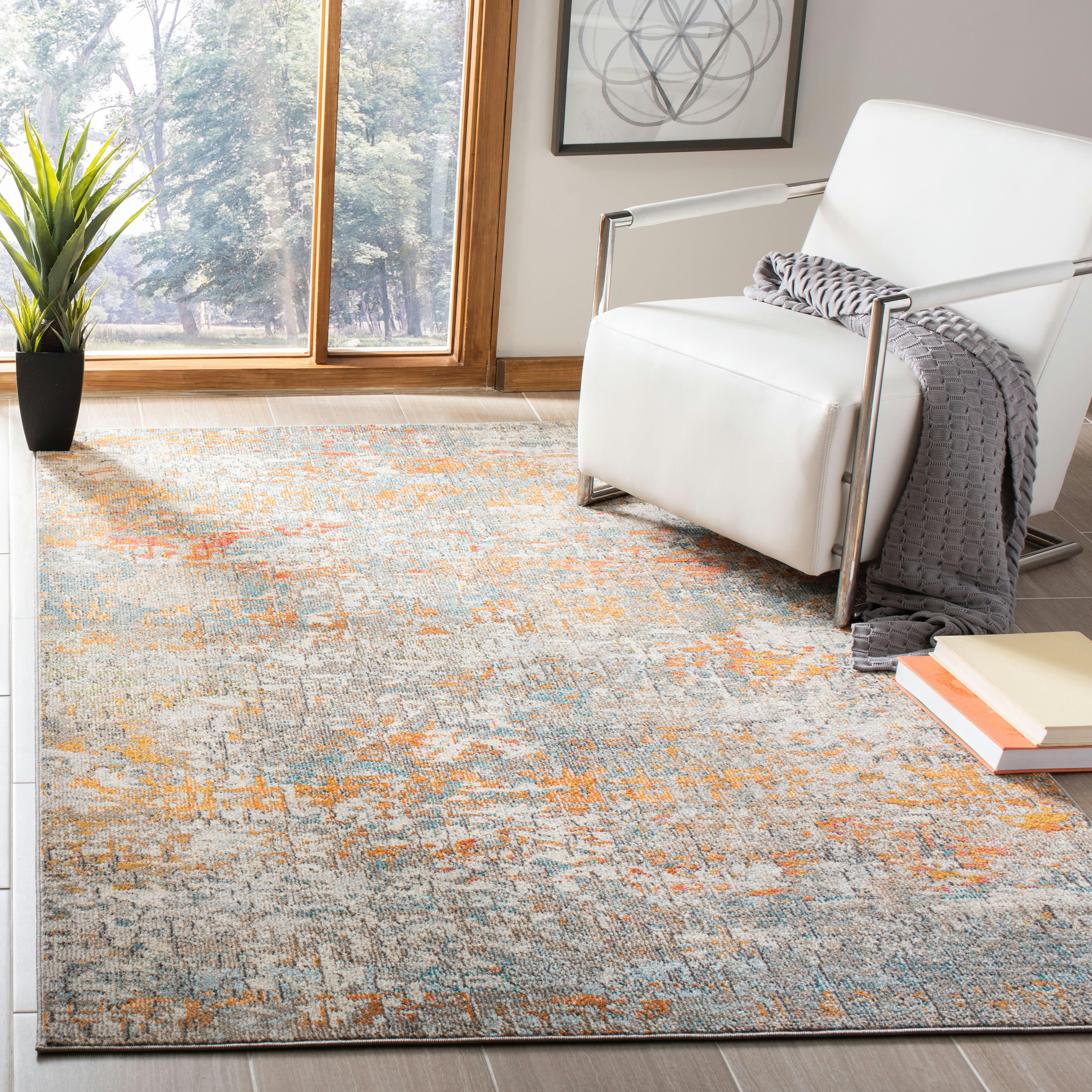 MADISON - Tapis de salon interieur en gris & orange, 160 x 229 cm