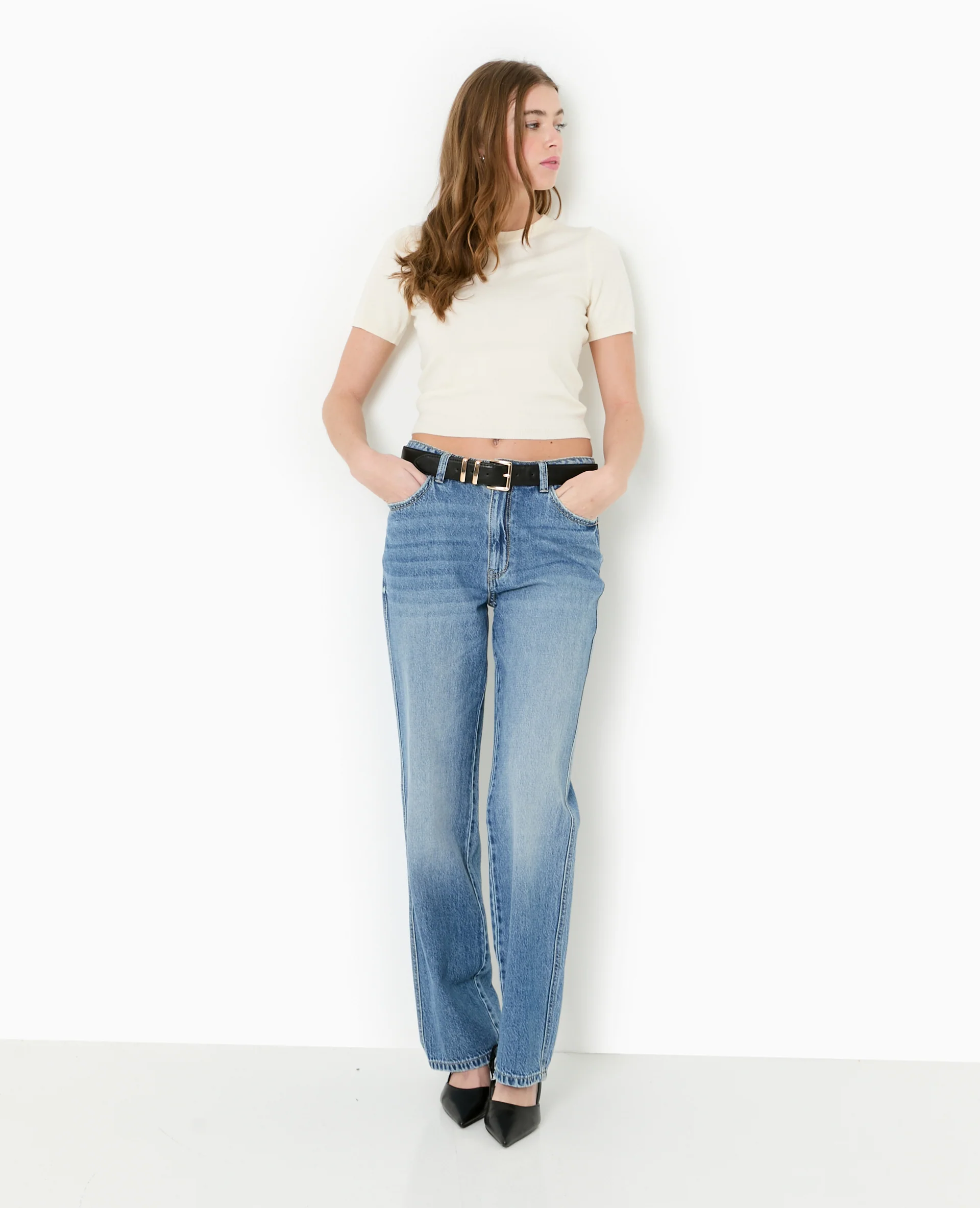 Pull manches courtes en maille fine