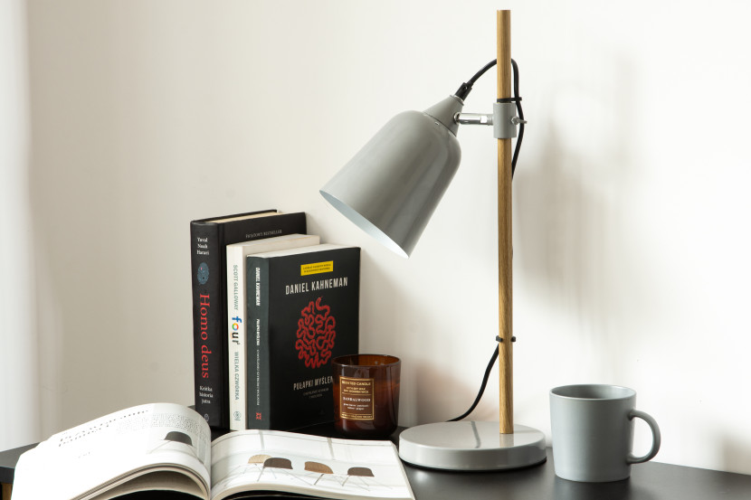 KONSIMO HALI komplet 2 szt. nowoczesna metalowa lampka biurkowa szara