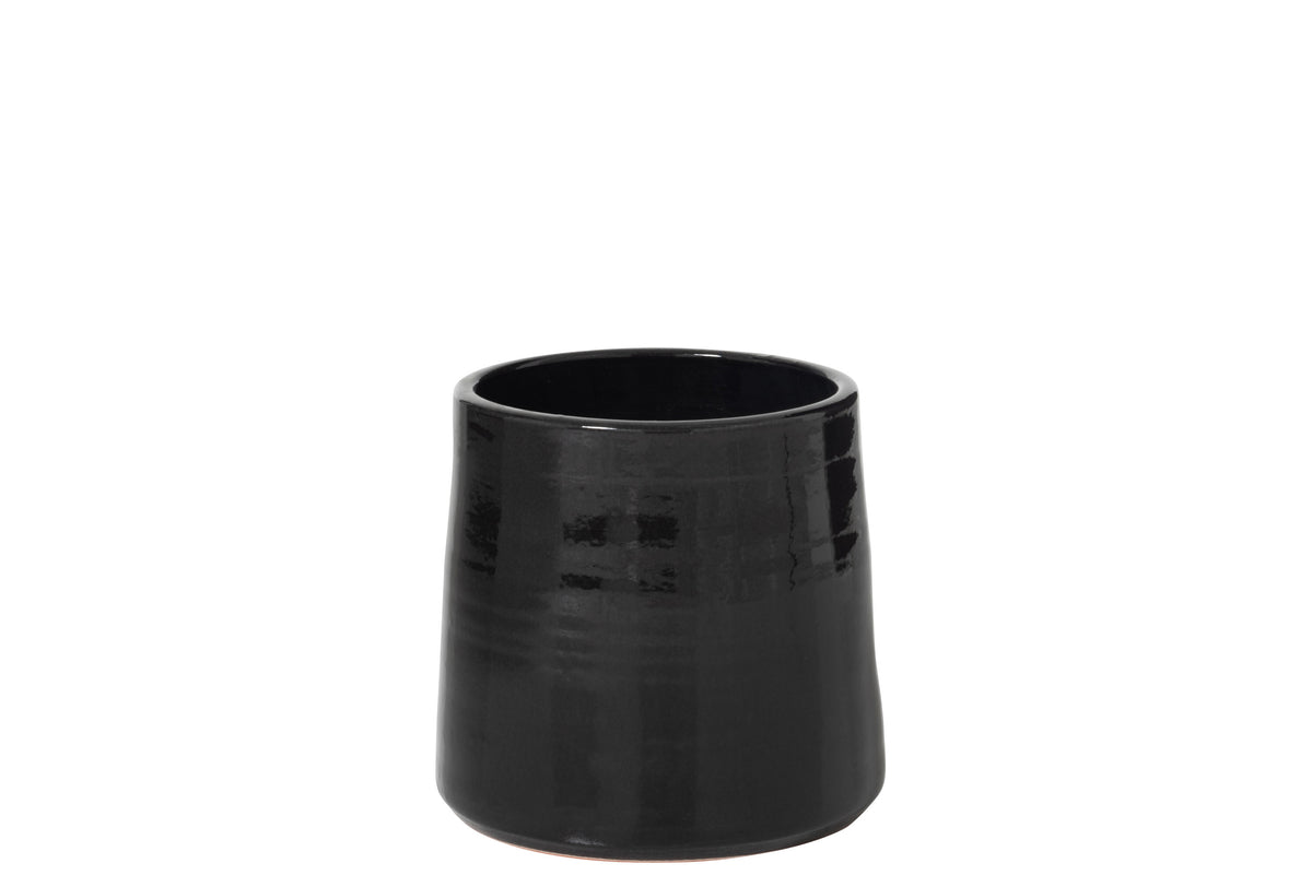 J-Line bloempot Rond - keramiek - zwart - medium - Ø 23 cm