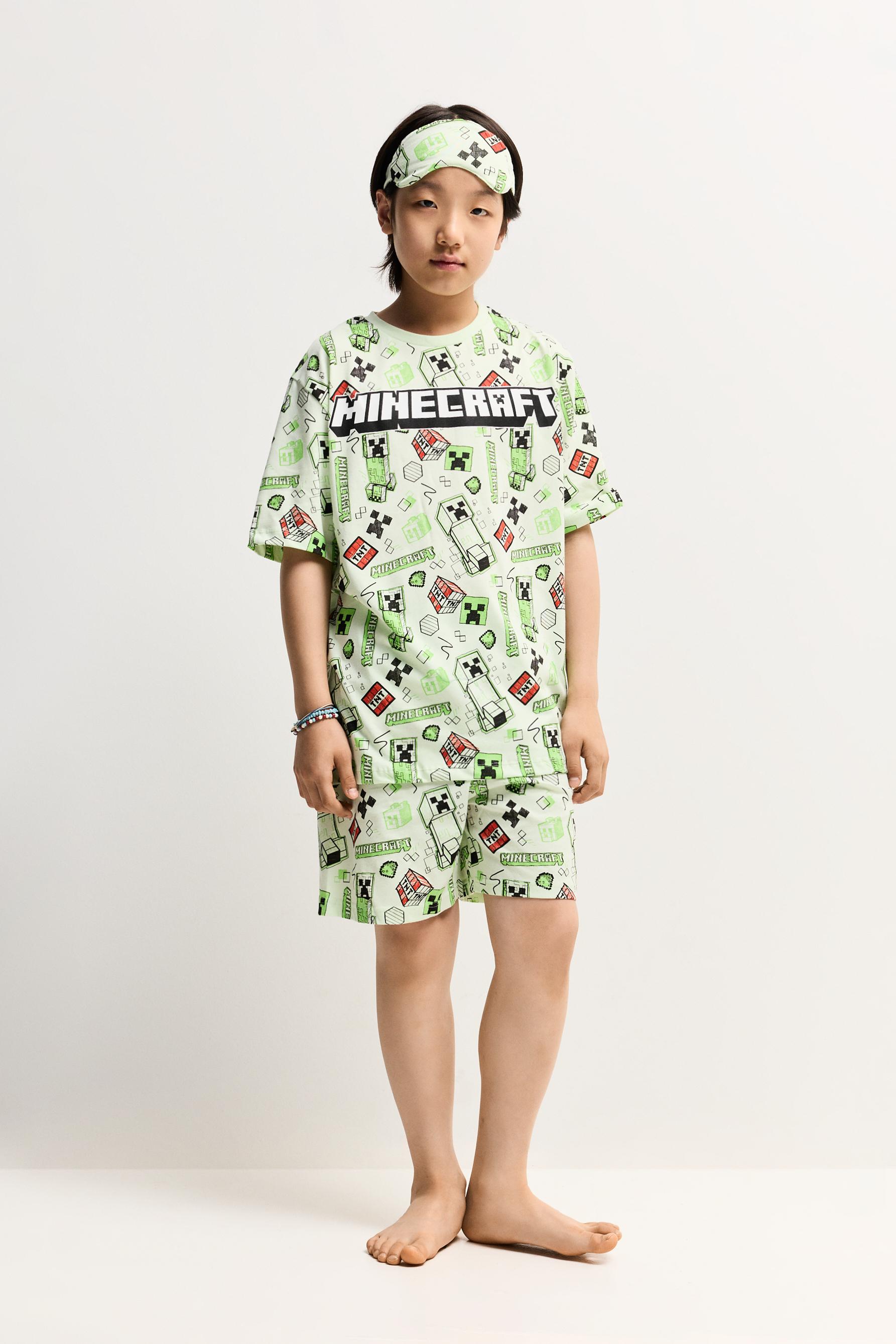 Pijama Minecraft corto con antifaz