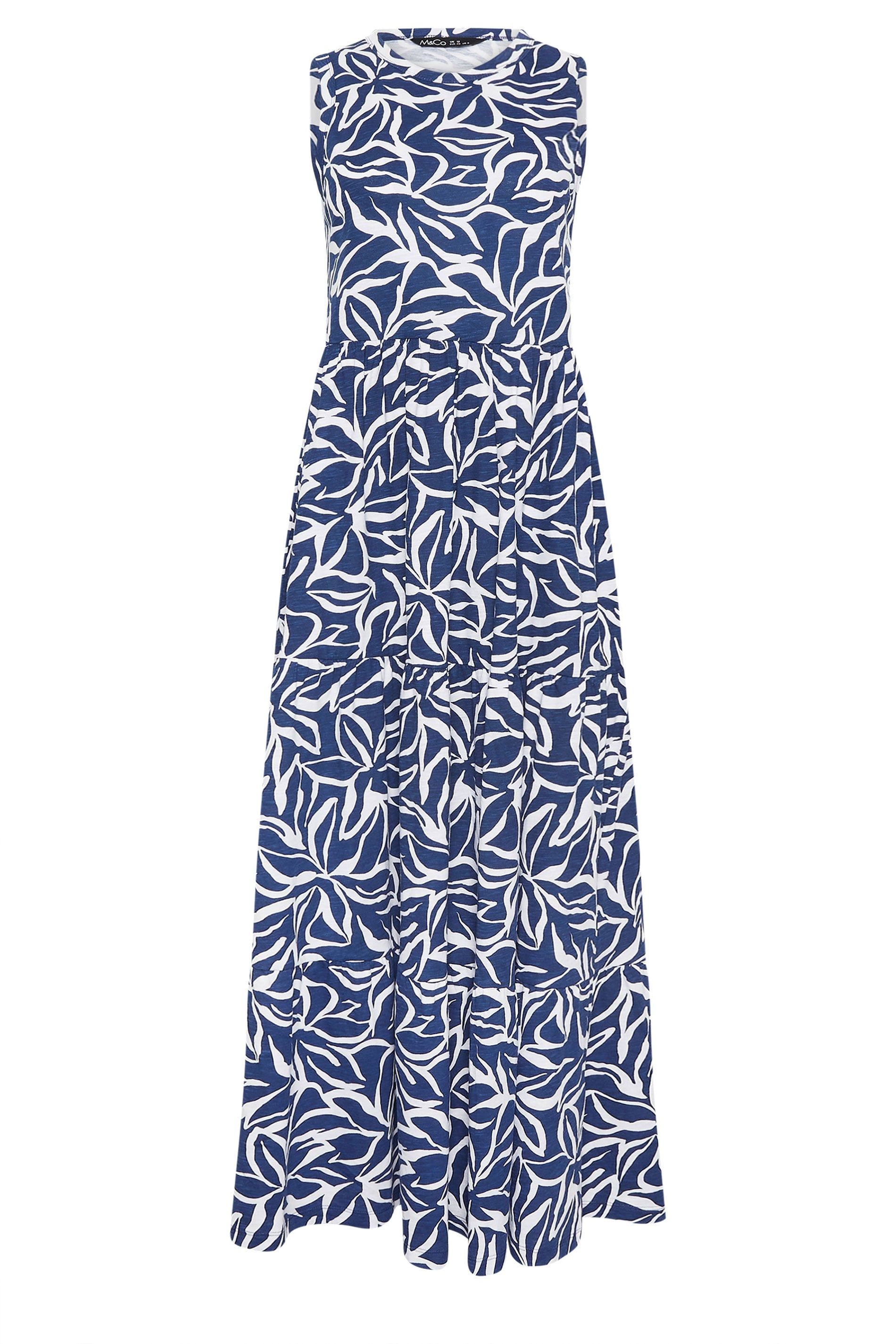 M&Co Abstract Print Cotton Tiered Maxi Dress