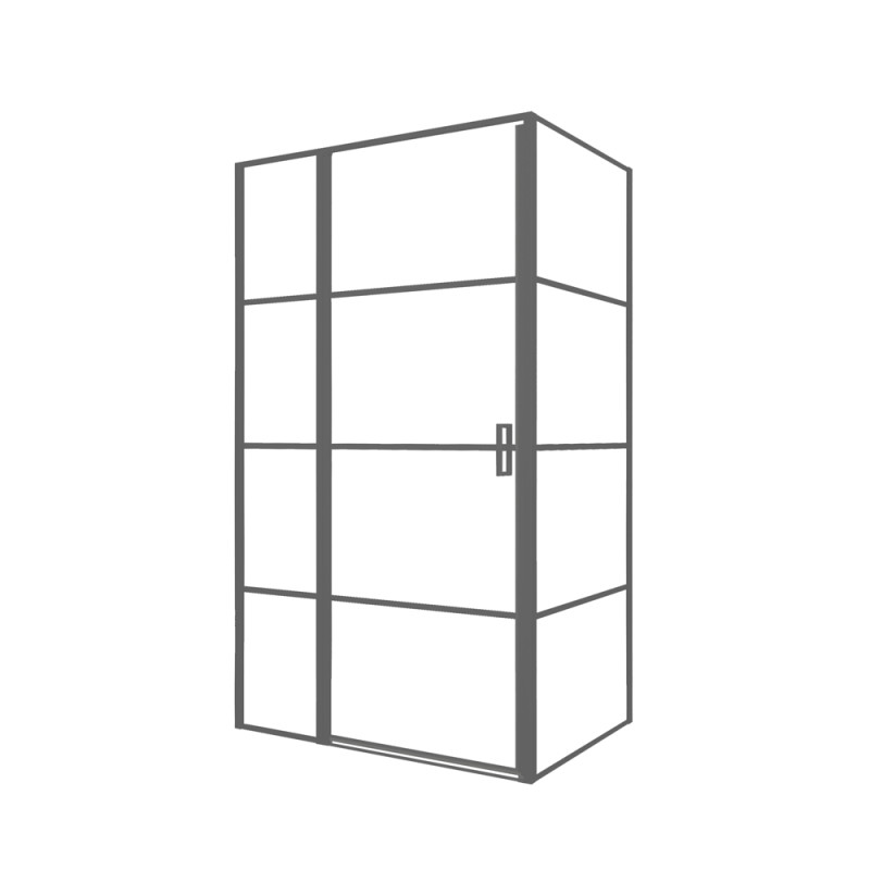 Porte de douche pivotante avec paroi fixe Loft Game gun métal 90 x 120 x 200 cm ALLIBERT