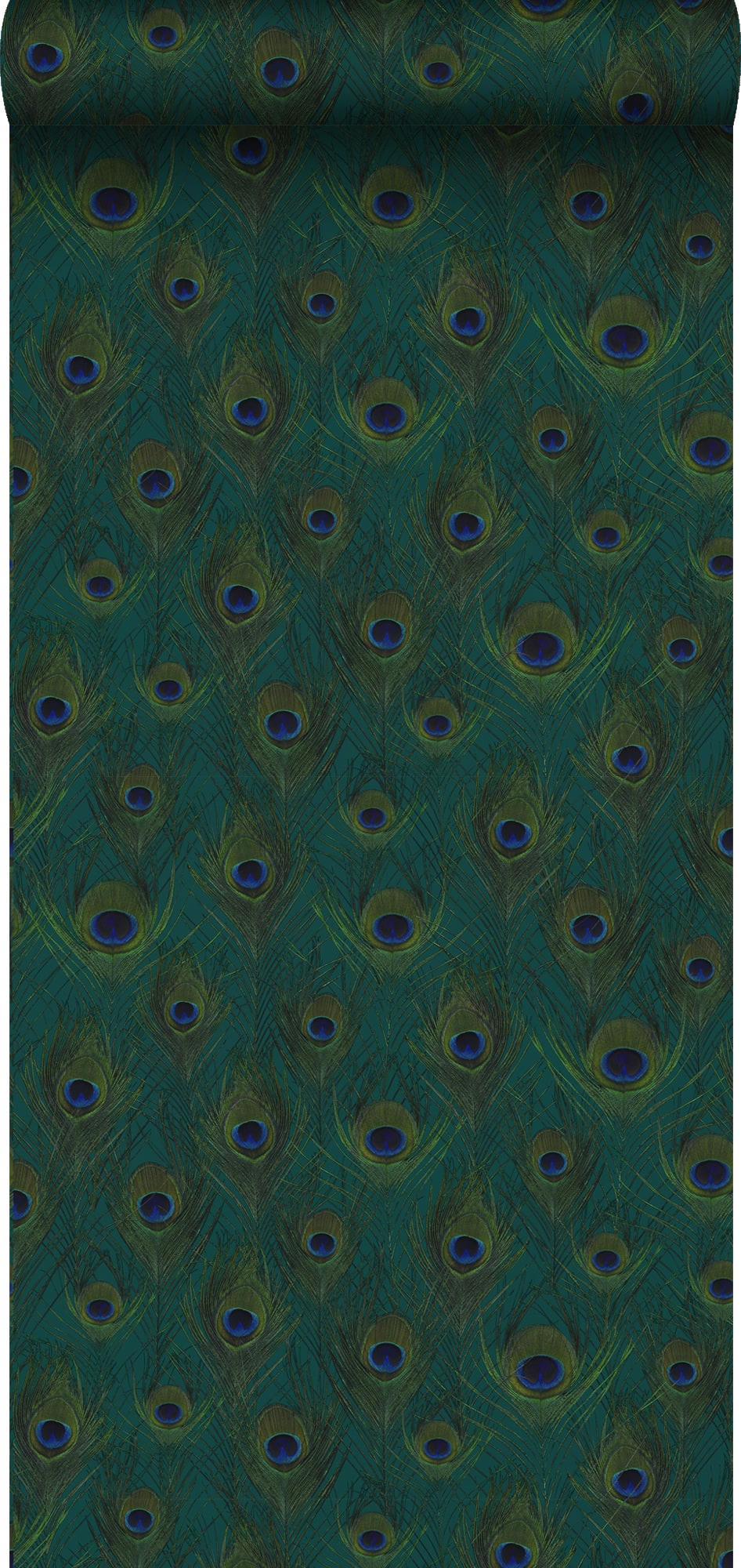 LUXURY SKINS - PP intissé éco texture plumes de paon bleu canard 0,53 x 10,05 m