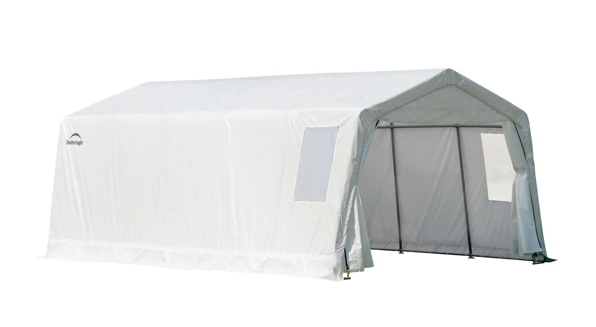 ShelterLogic Clearview Water Resistant Peak Style Car Shelter w/EZ Glide Door, 11 x 20 x 8-ft
