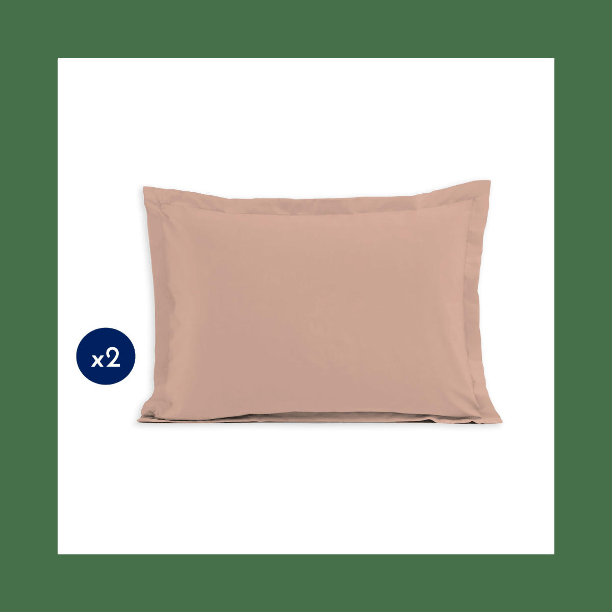 - Lot de 2 taies rectangulaires 100% coton - Rose - 50x70 cm