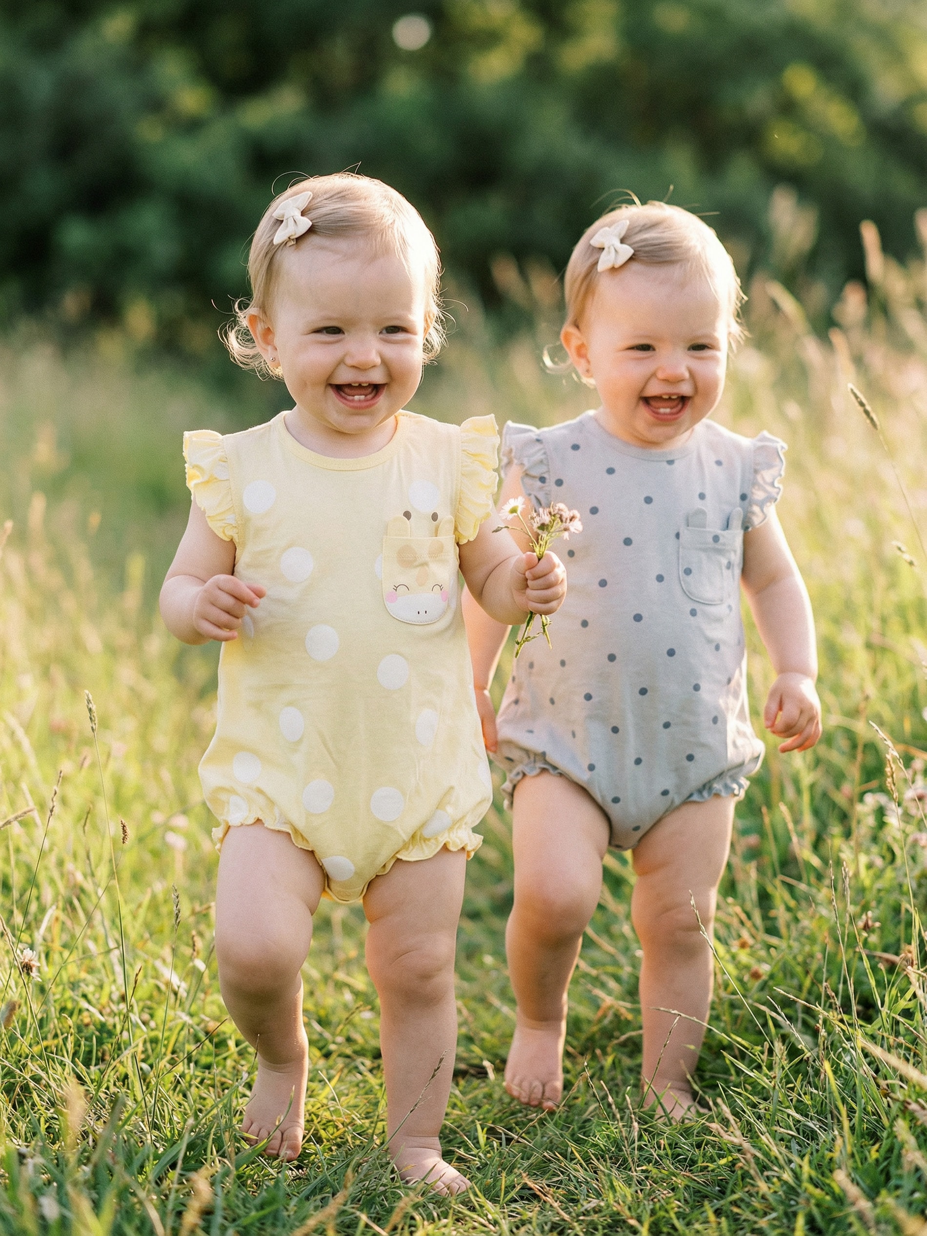 Bawełniane body z ozdobnymi falbanami 2 pack