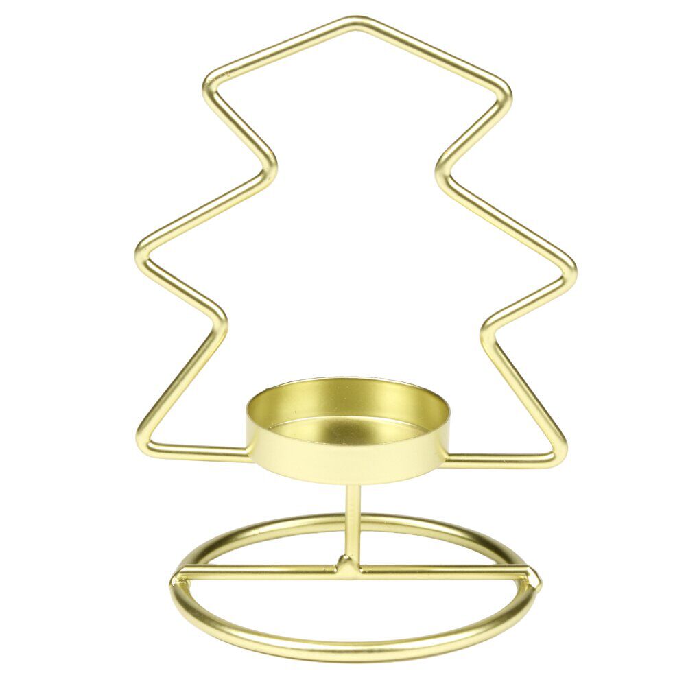 Bougeoir forme sapin de No&euml;l métal doré L11X8XH15 cm