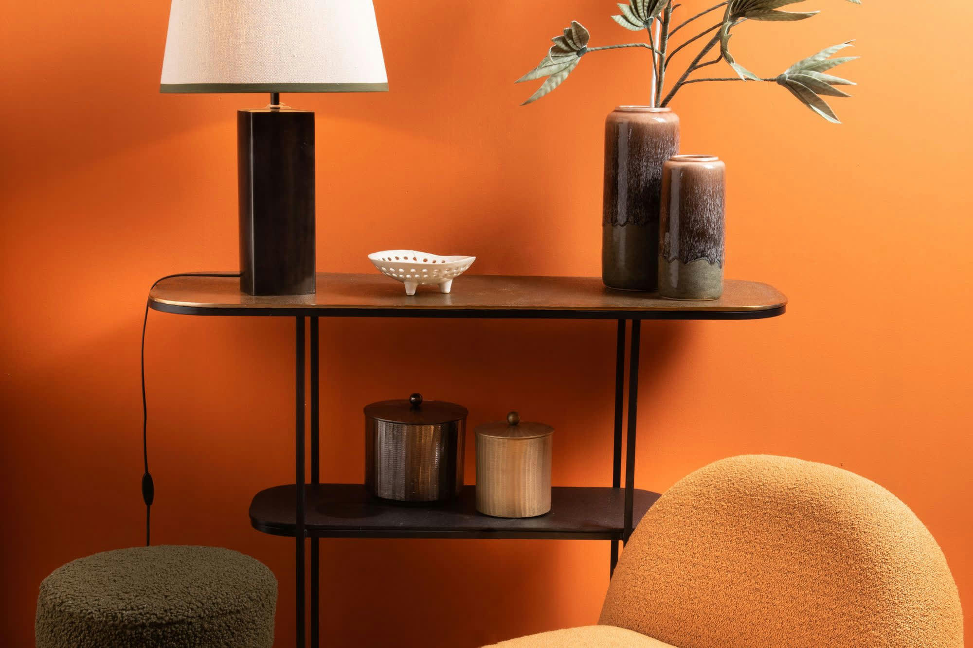 MILES - Console rectangulaire en fonte double plateau L116