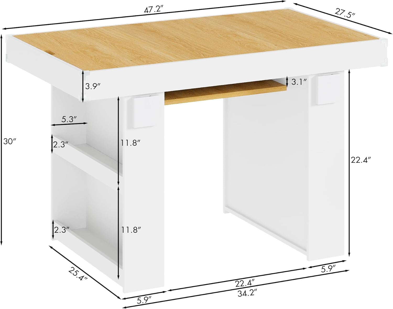 Gaming & Dining Table with Removable Top & PU Leather Mat, Board Game Table for 4-6 Players, Side Storage Shelves & Cup Holders, Corner Protectors, for Card Games, DND, Poker & Building Blocks