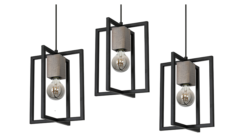 Lampa wisząca Ralph 3-punktowa metalowa czarna