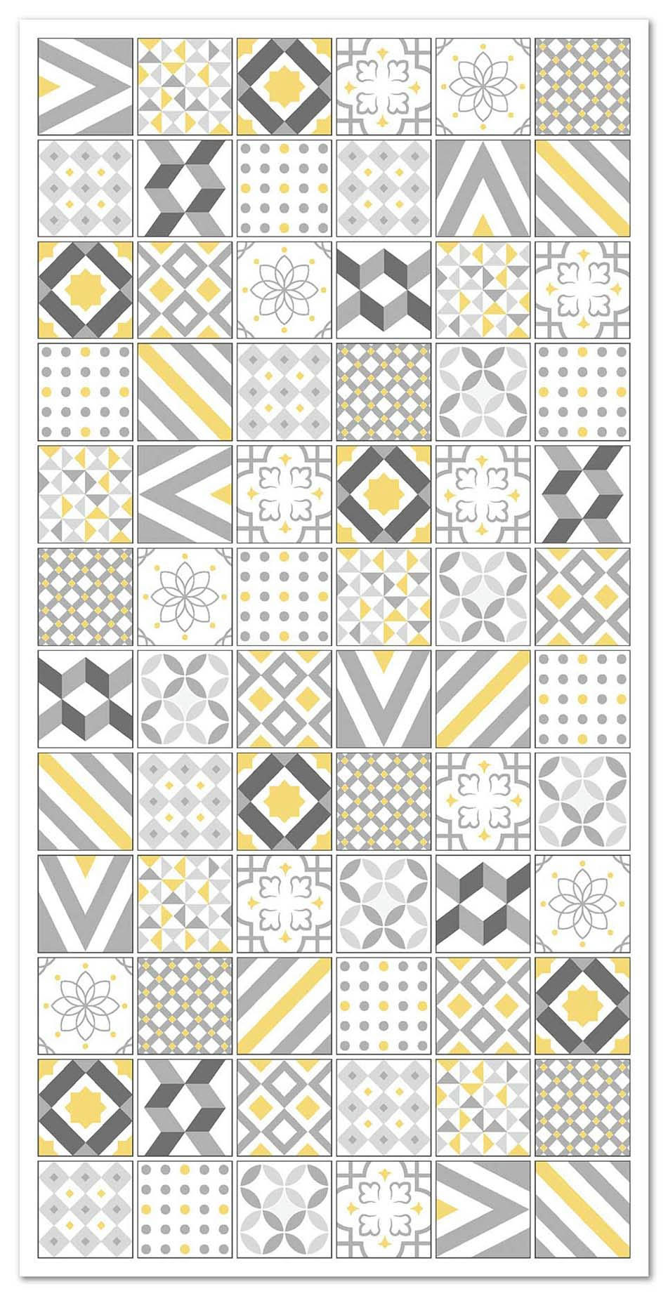 ALFOMBRAS AZULEJOS - Tapis vinyle carreaux ciments love jaune 80x300cm