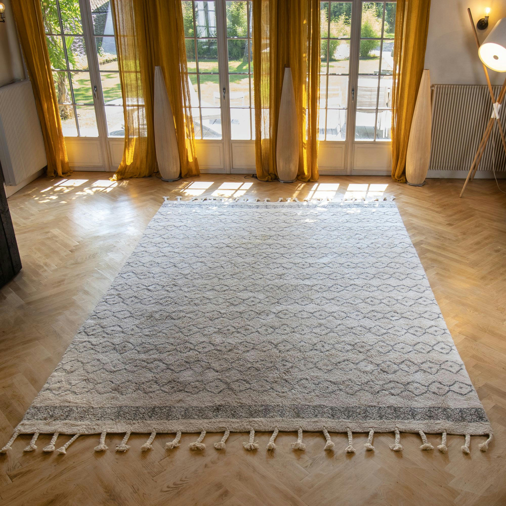 ATLAS - Tapis berbère en coton noir et beige 350x250cm