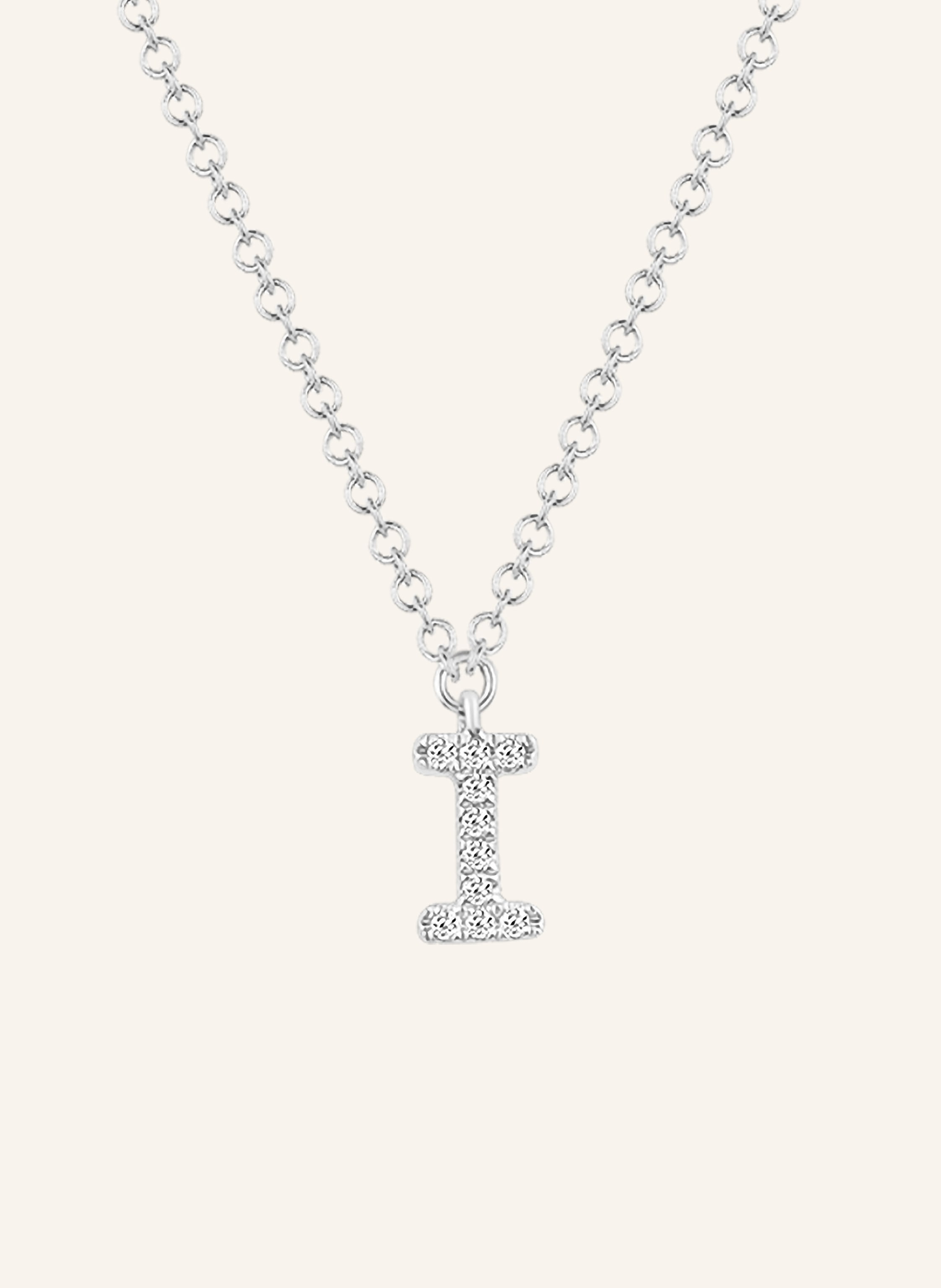 Leaf INITIALIEN Halskette „I“ aus 14 Karat Weißgold mit Diamanten