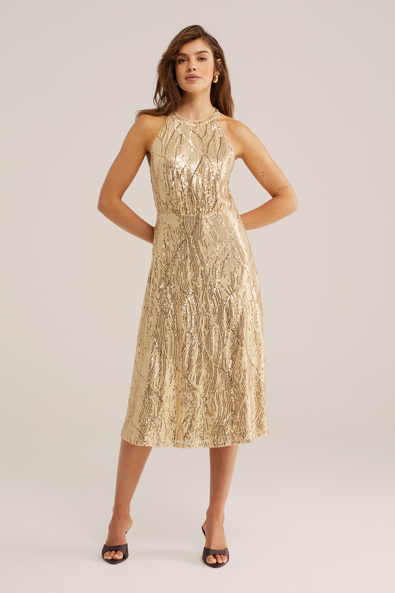 Dames midi jurk met pailletten