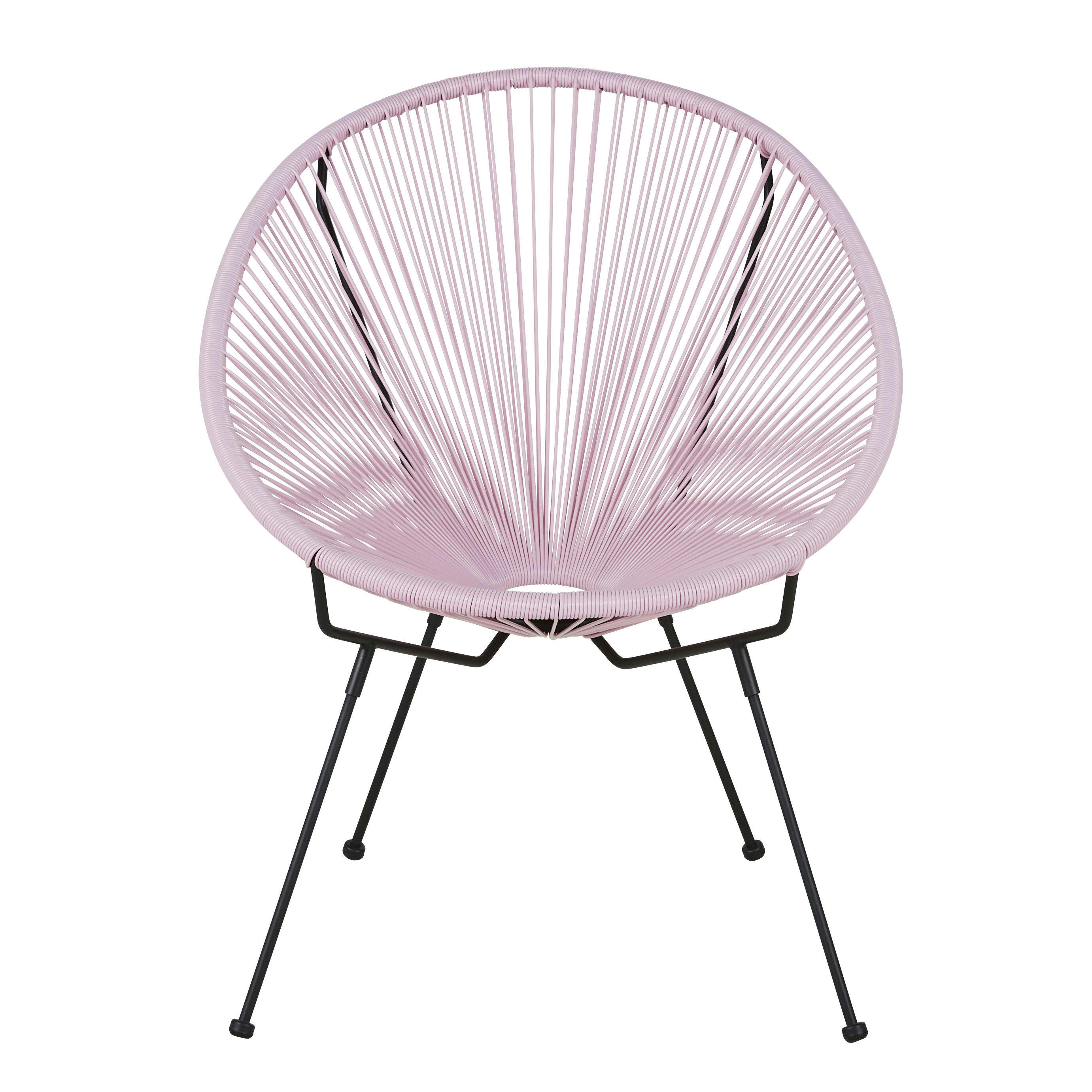 Copacabana - Fauteuil de jardin rond en acier noir et résine mauve
