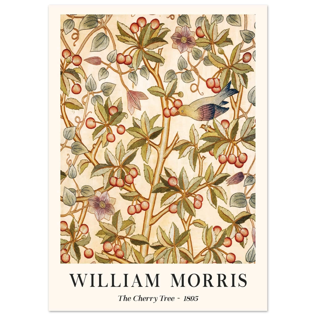 Artfulprints Poster William Morris - The cherry tree 1895  - 50x70 cm - Groen