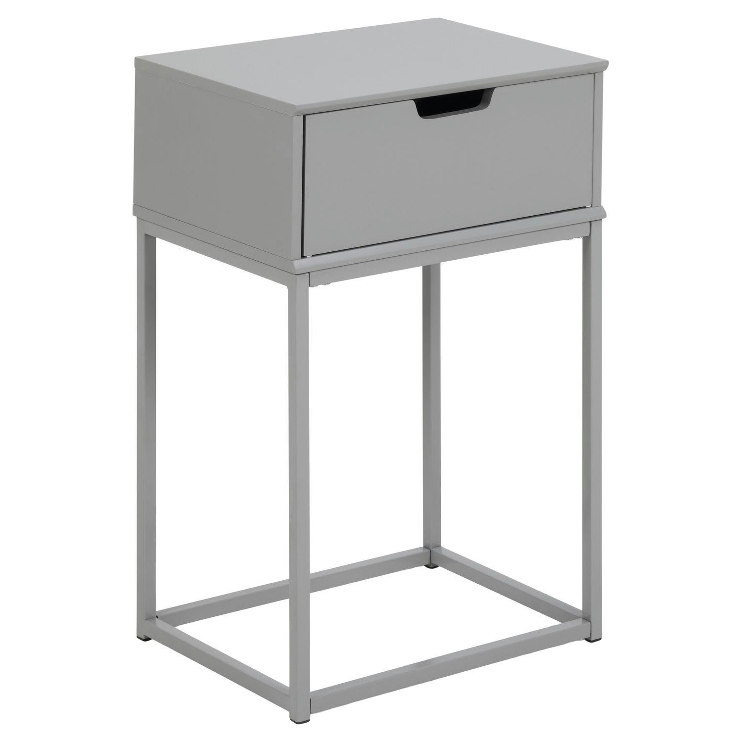 MIRRA - Table de chevet 1 tiroir en mdf et métal gris