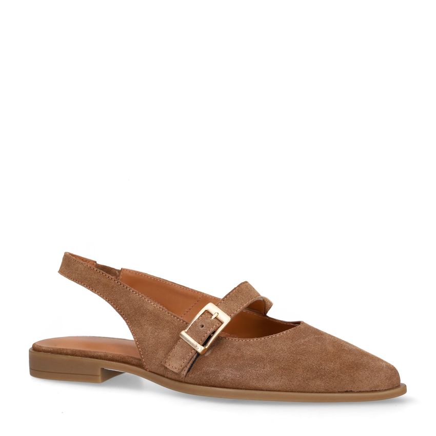 No Stress Bruine suède slingbacks
