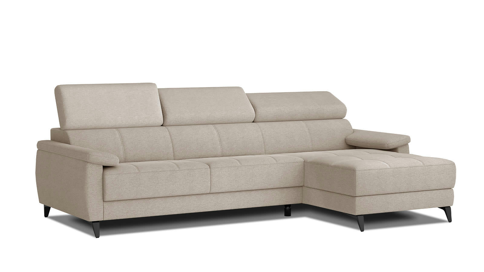 TAUNUS - Canapé d'angle droit 4 places beige