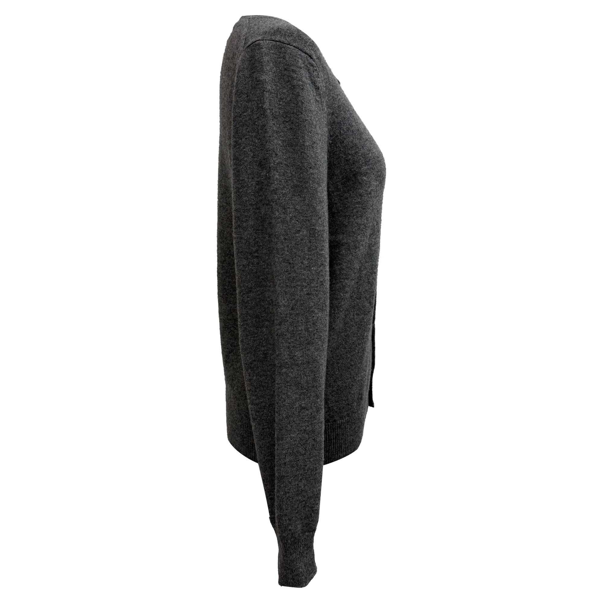 Comme Des Garcons Preloved Play Heart Logo-Patch Cardigan in Grey Wool