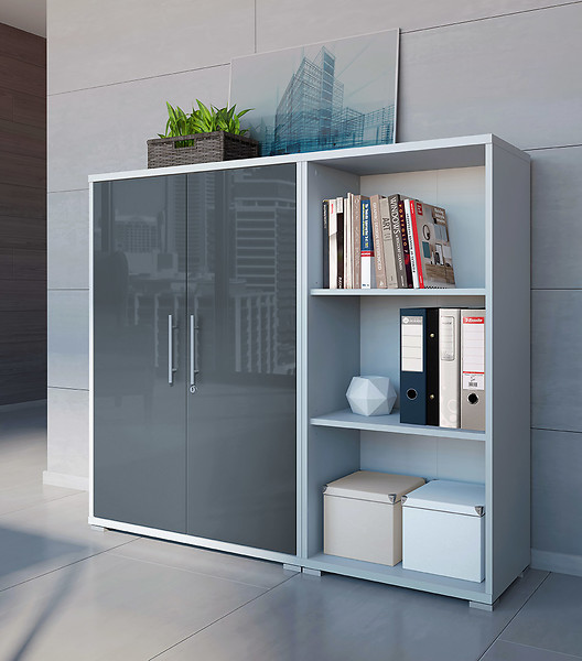 Regał Office Lux 53 cm z 2 półkami szary