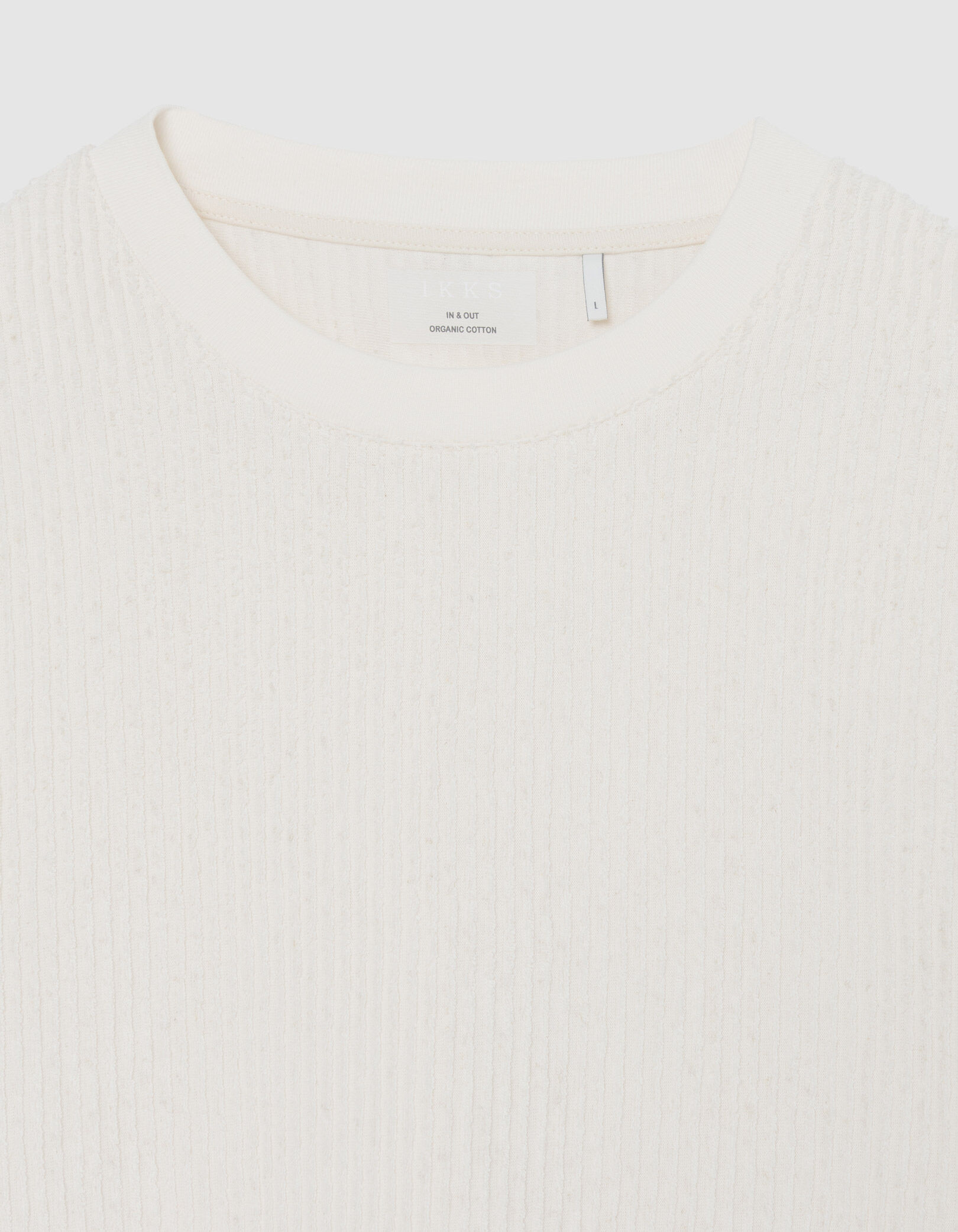 T-shirt col rond écru éponge motif rayures Homme