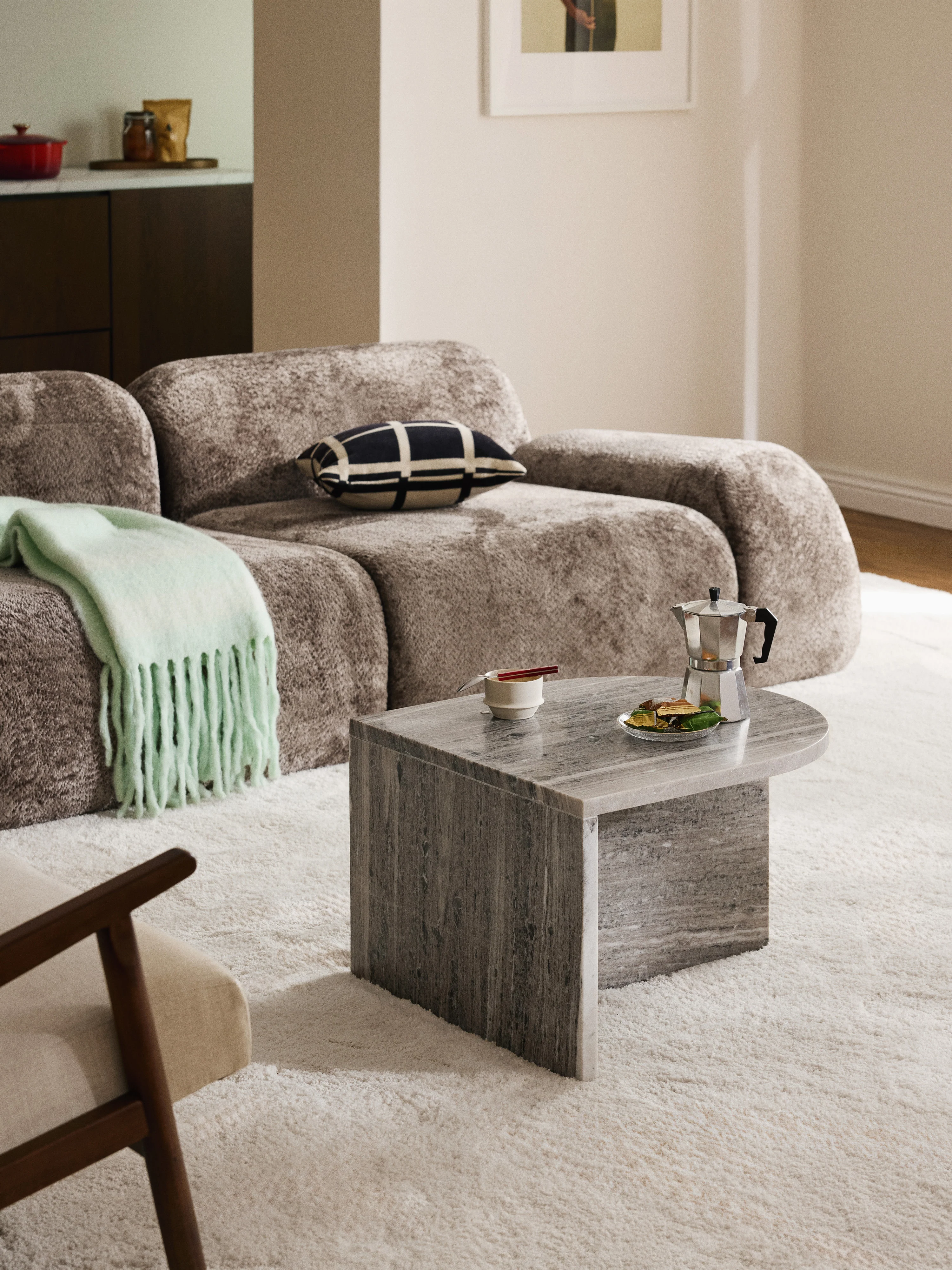 Ovaler Couchtisch Leander aus Marmor