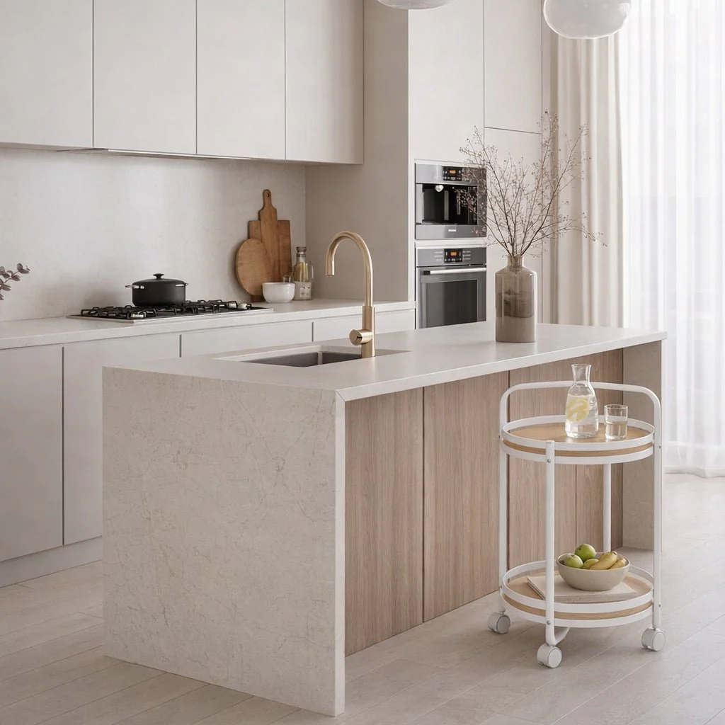 Carrinho de Apoio em Pinho com Duas Prateleiras 44x44x75 DRAVA