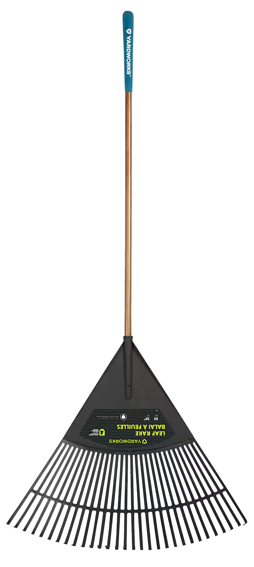 Yardworks 30-in Wide Poly 30-Tine Jumbo Leaf Rake, 48-in Hardwood Shaft