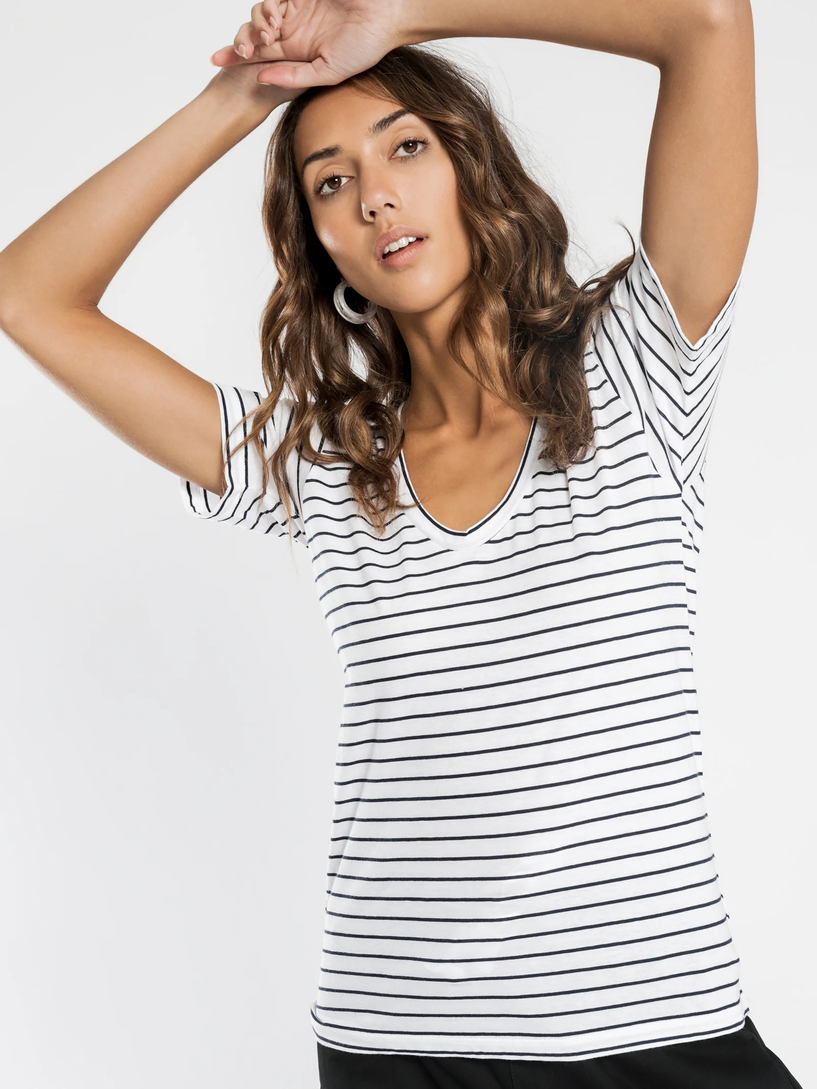 Blake Stripe Basic V Neck T-Shirt