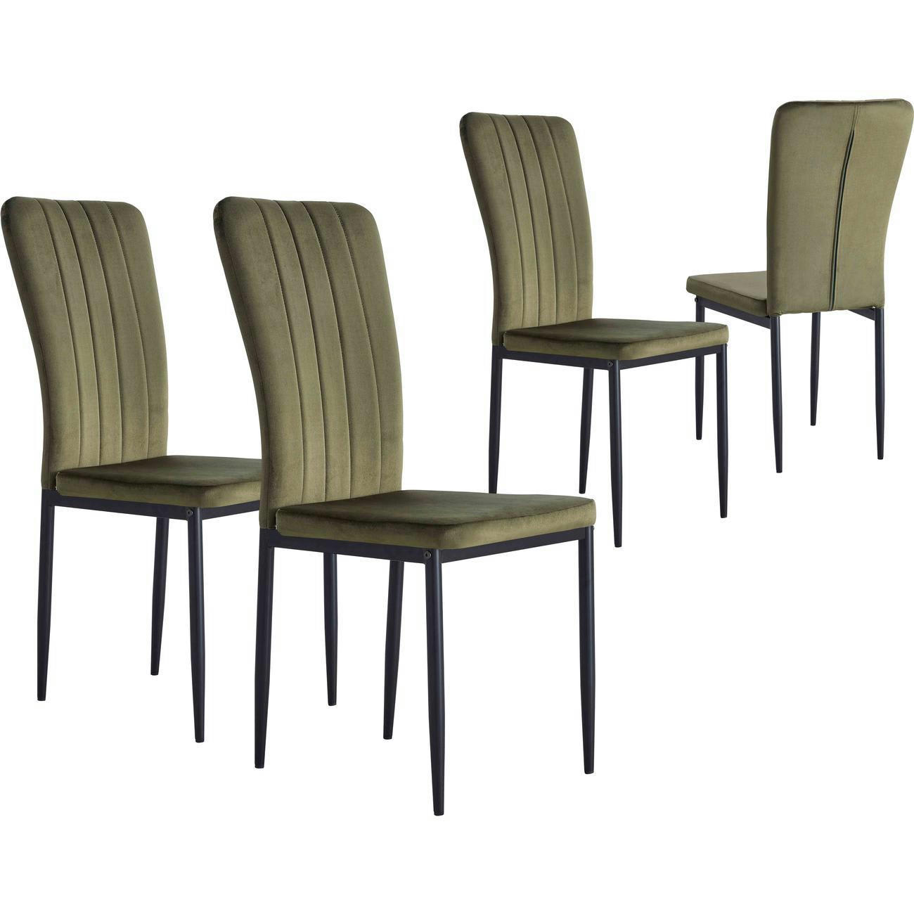CLARA - Lot de 4 - Chaise assise velours vert pieds metal