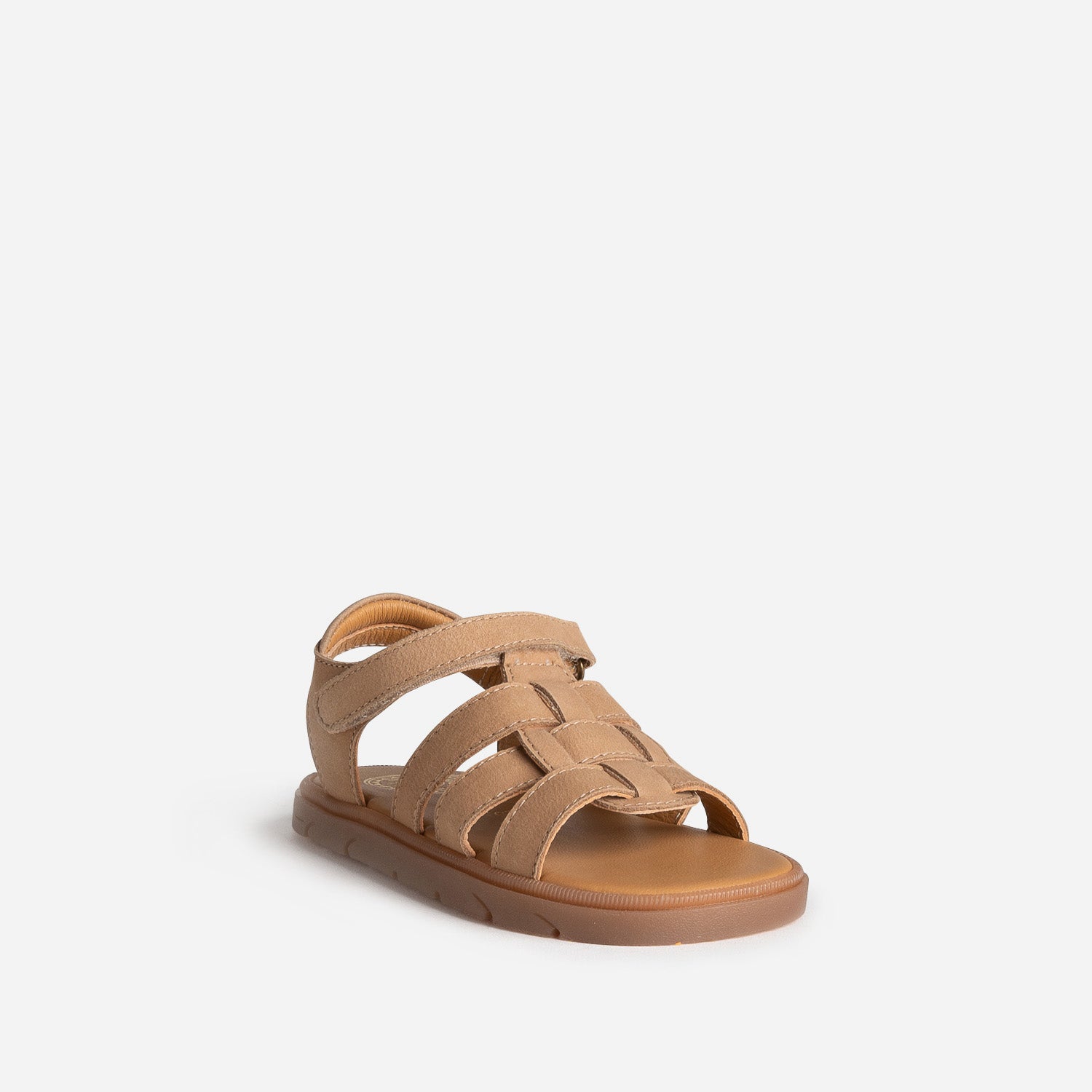 Sandale BUGGY beige cuir velours à scratchs