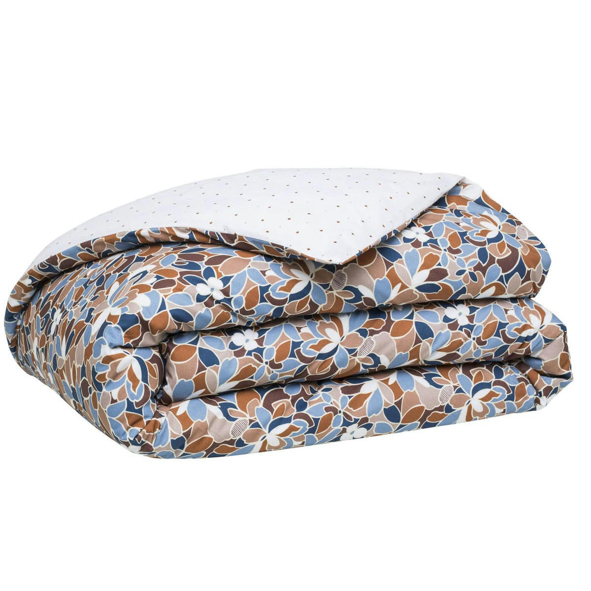 CYCLADES - Housse de couette en percale de coton orange et bleu 260x240