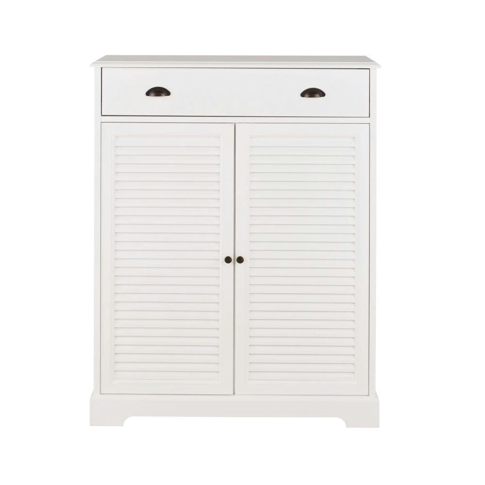 Barbade - Meuble à chaussures 2 portes 1 tiroir blanc