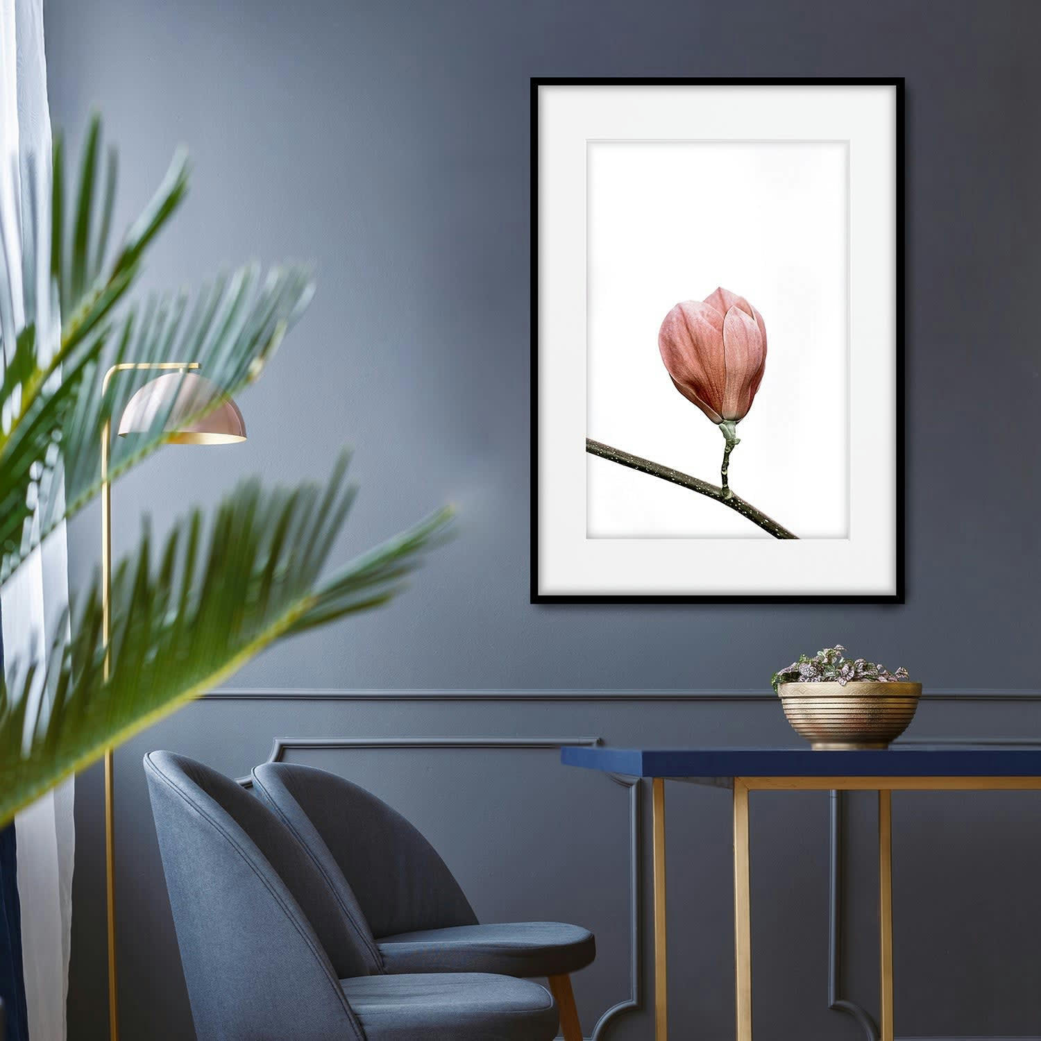 FLORES - Affiche avec cadre noir - Lys fermé - 50x70