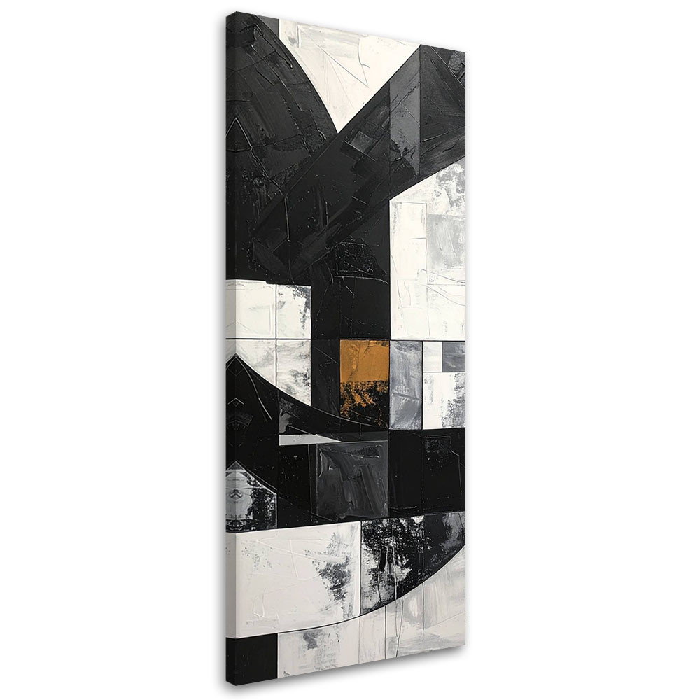 Obraz do salonu biura loftu, Geometryczne formy abstrakcja czarno 30x90