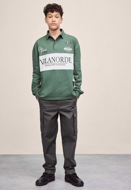 Older Boys Green Cotton Rugby Sweat Top
