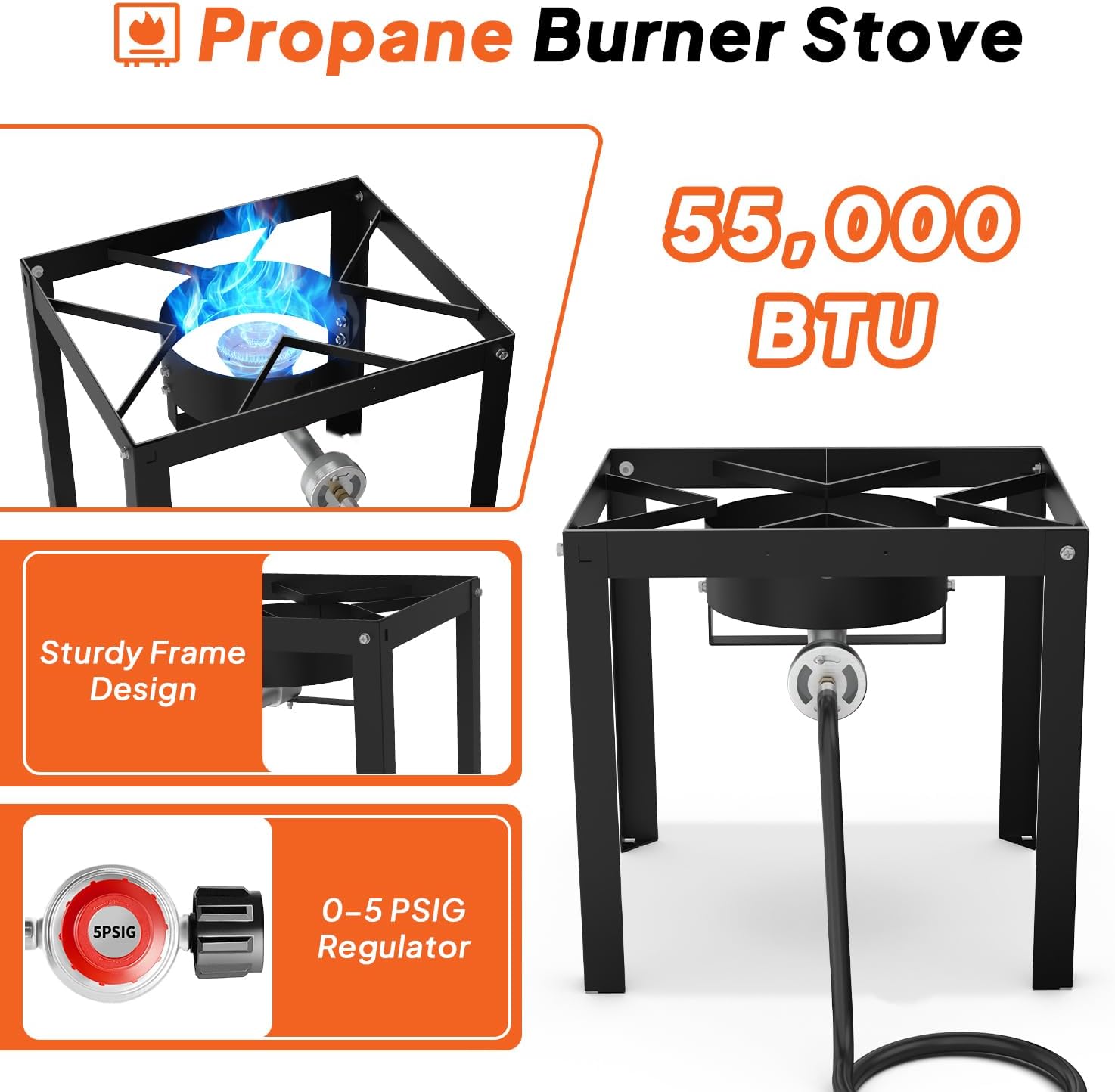 18QT Propane Deep Fryer | Outdoor Fish Fryer with 2 Baskets,Tong, Cover,Lid & Thermometer | Aluminum Deep Fryer with 55,000 BTU Propane Burner - Ideal for Fish, Chicken Wings & Outdoor Gatherings