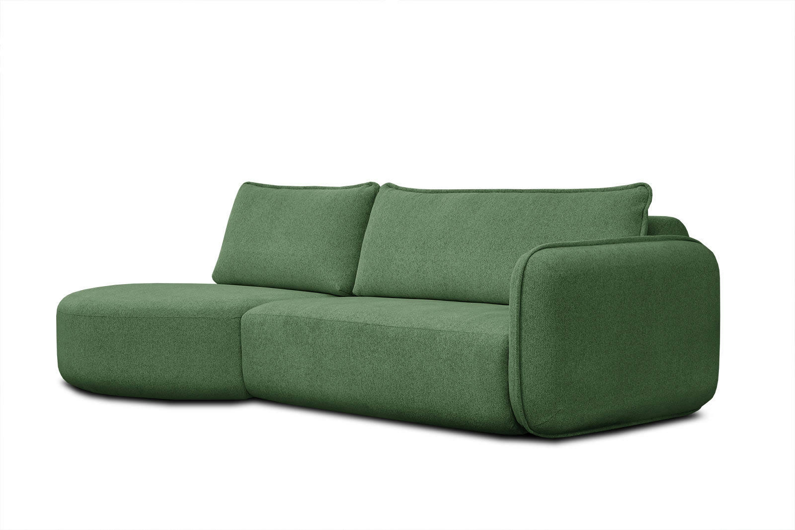 IPSUM - Canapé d'angle gauche 3 places avec l'île tissu vert foncé