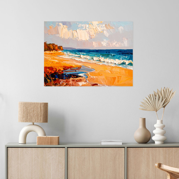 Naklejka na ścianę do salonu Feeby Plaża Morze Krajobraz jak malowany 30x20