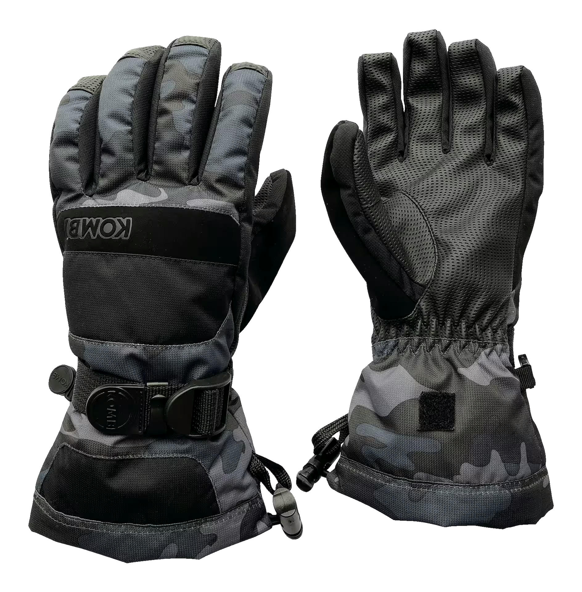 Kombi Junior Kids  Thermal Insulated Winter Ski Snowboard Gloves Waterproof, Black Camo