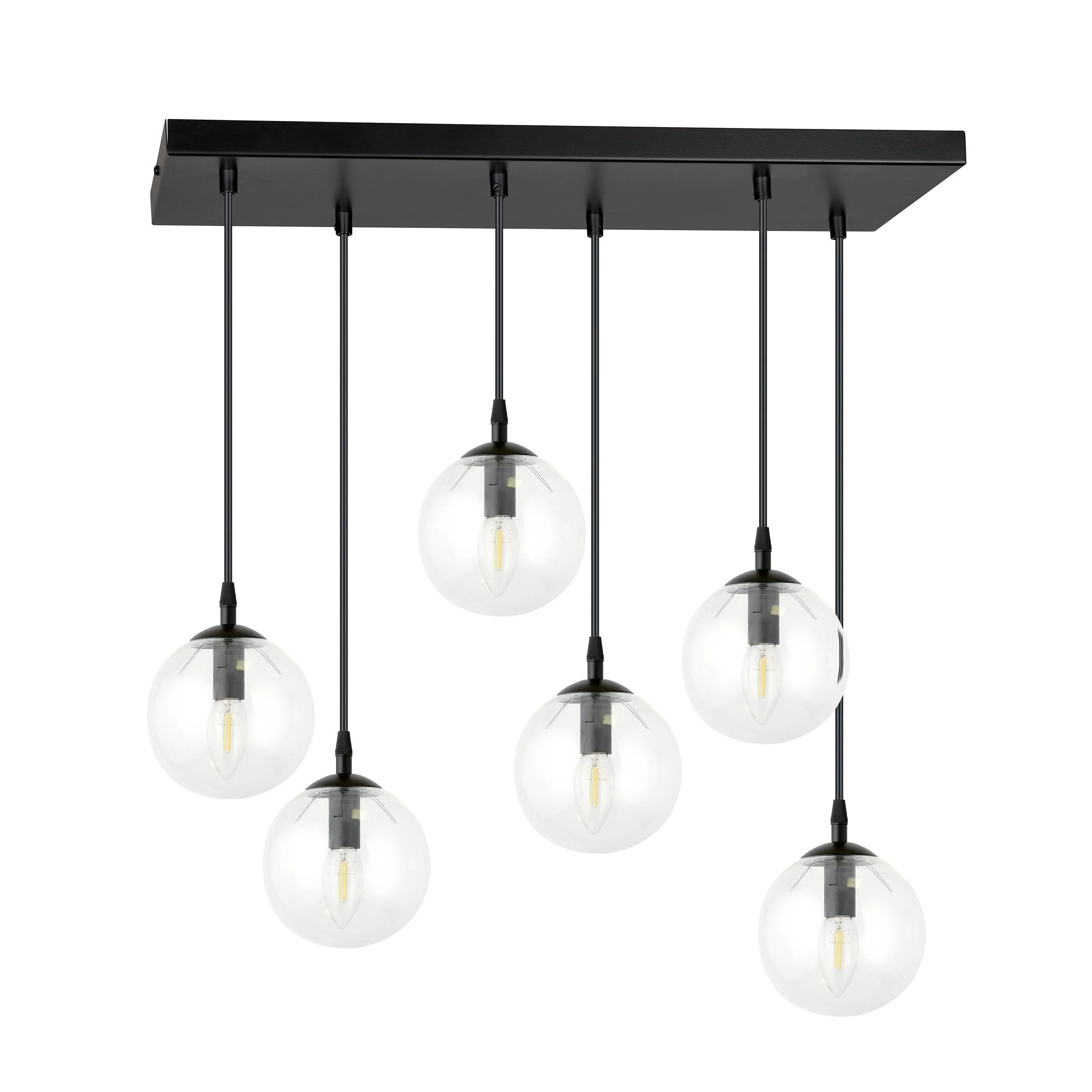 Glazen hanglamp eetkamer Cosmo 6-lichts