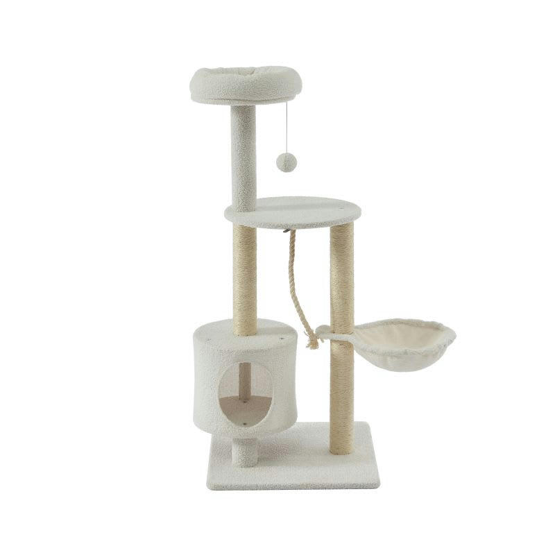 MINOS - Arbre à chat tissu bouclette blanc