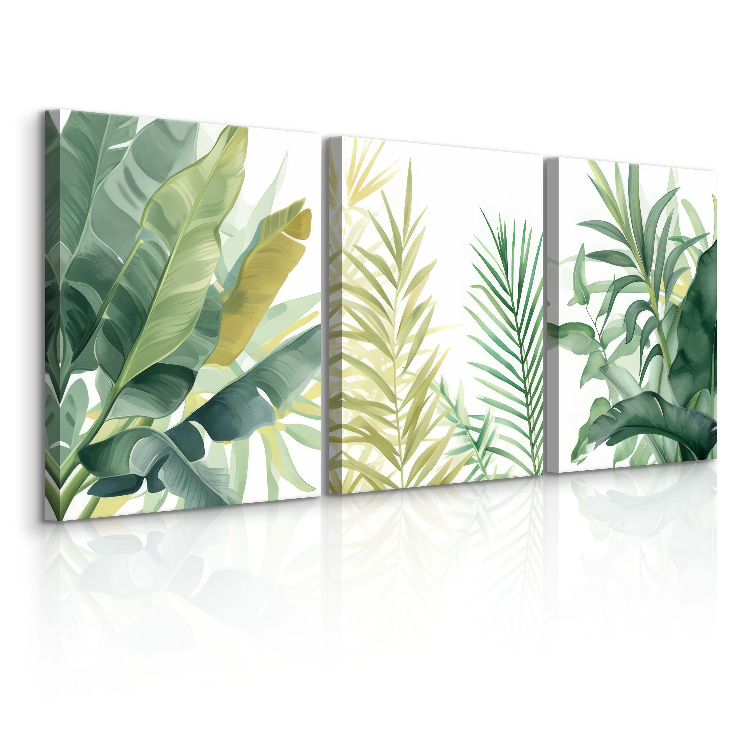 3x Obraz Set Tropikalne Liście Bananowe Rośliny 30x40cm